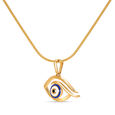 14KT Yellow Gold Minimal Evil Eye Pendant,,hi-res view 4