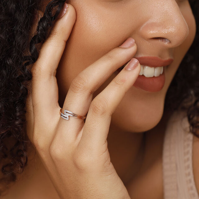 Rose Entwined Brilliance Diamond 14KT Rose Gold Finger Ring,,hi-res image number null