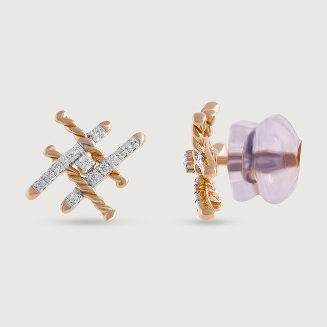 Twisted Harmony Gold & Diamond Stud Earrings,,hi-res image number null