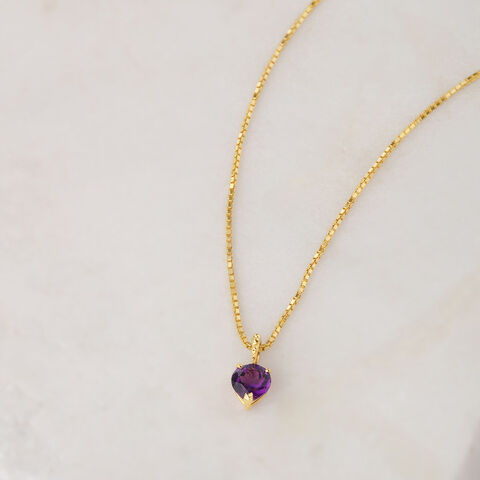 Heart of Amethyst 14 Kt Gold Chain and Pendant