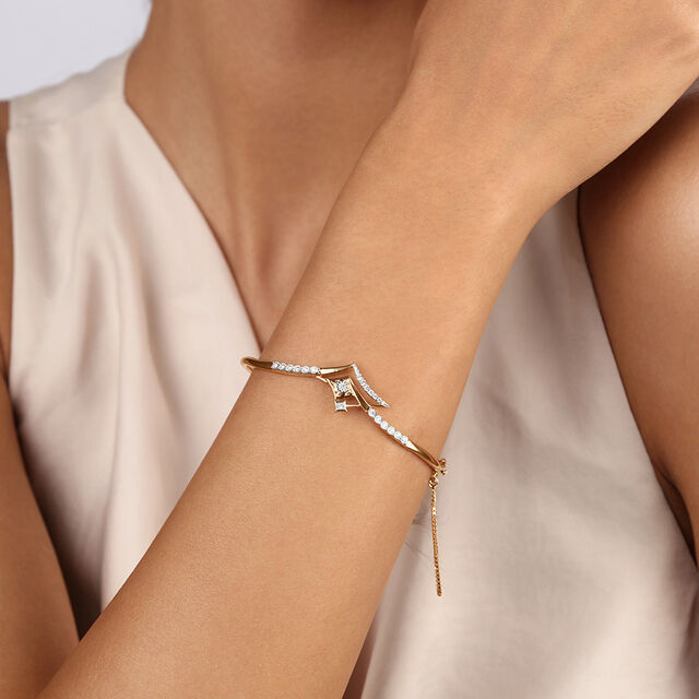 Cosmic Comet Cuff 14KT Diamond Bangle,,hi-res image number null