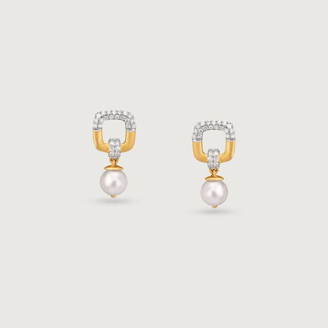 Opulent Charm Gold & Pearl Drop Earrings,,hi-res image number null
