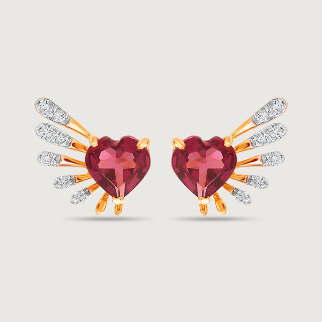 Cupid Edit 14KT Gold Diamond & Pink Garnet Stud Earrings,,hi-res image number null