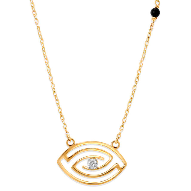 14KT Yellow Gold Labyrinth Evil Eye Necklace,,hi-res image number null
