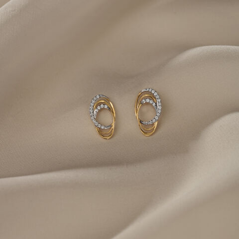 Whispering Wind 14 Kt Gold & Diamond Stud Earrings
