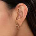 Vibrant Multicoloured Gold & Diamond Drop Earrings,,hi-res view 2