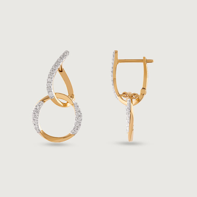 Modern Elegance Gold & Diamond Hoop Earrings,,hi-res image number null