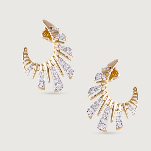 Laser Glam Gold & Diamond Stud Earrings