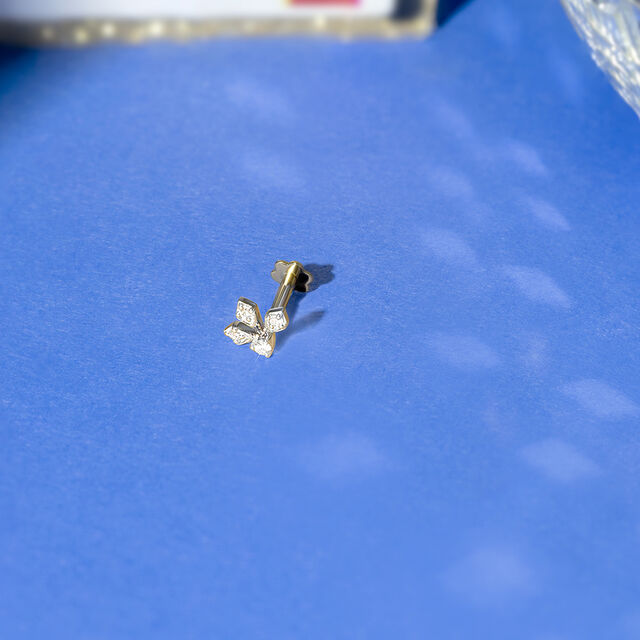 Lippan Twinkle Gold & Diamond Nose Pin,,hi-res image number null