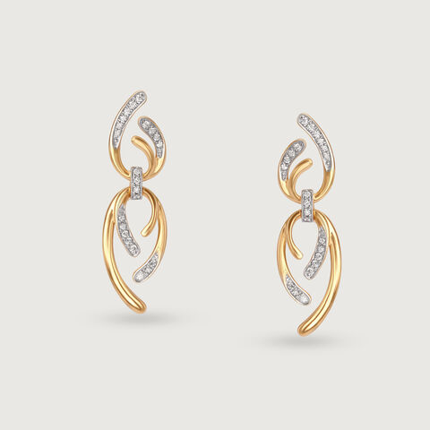 Allure Link 14 Kt Gold & Diamond Drop Earrings