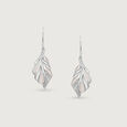 Ethereal Leaf Silver Hoop Earrings,,hi-res view 3