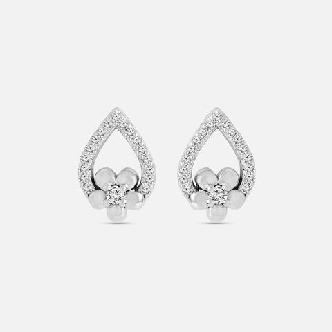 Floral Embrace Silver Stud Earrings