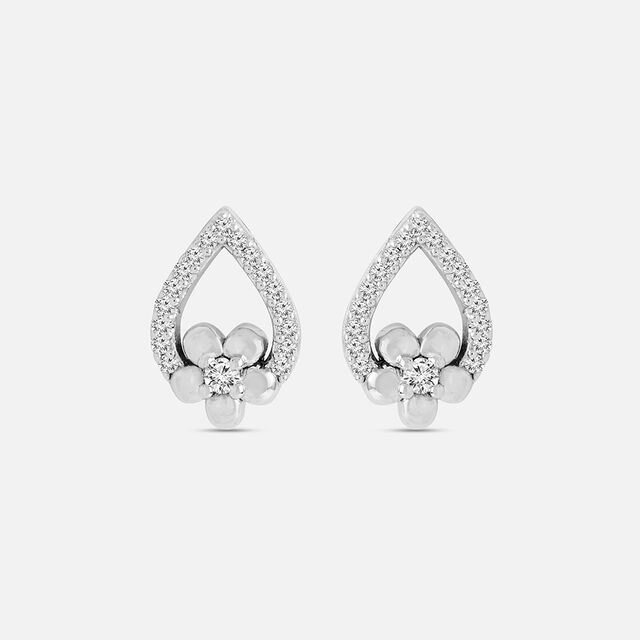 Floral Embrace Silver Stud Earrings,,hi-res image number null