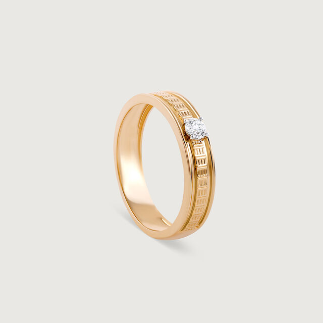 Gridlocked Style Gold & Diamond Finger Ring for Men,,hi-res image number null