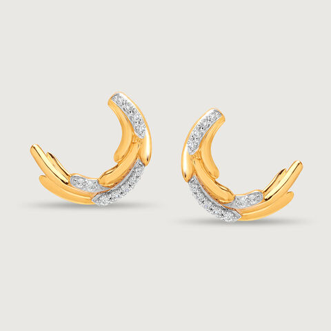 Sparkling Feather 14KT Gold & Diamond Stud Earring