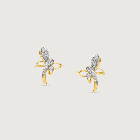 Dancing Butterfly Diamond Stud Earrings