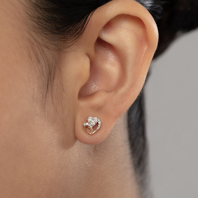 Heartfelt Radiance 14 kt gold & Diamond Stud Earrings,,hi-res image number null
