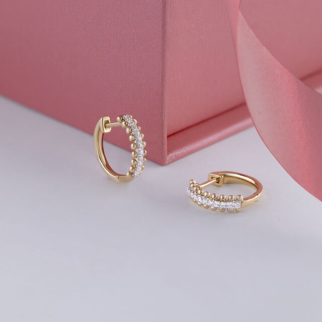 Chic Dazzling Gold & Diamond Hoop Earrings,,hi-res image number null