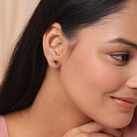 Cupid Edit 14KT Gold Diamond & Pink Garnet Stud Earrings