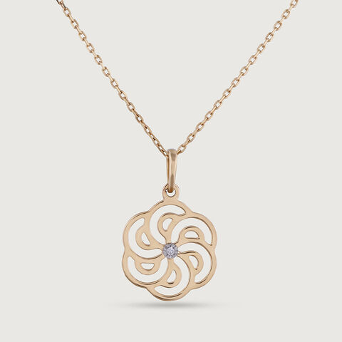 Elegant Floral Gold & Diamond Pendant