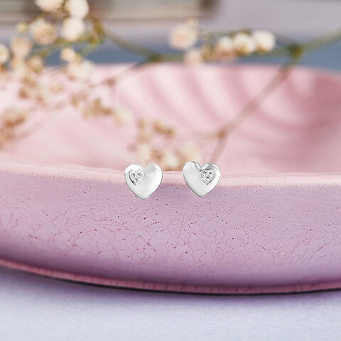 Cheeky Hearts Silver Stud Earrings