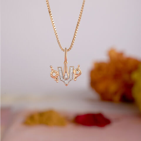 Balaji Shankh Chakra Namah Gold and Diamond Pendant