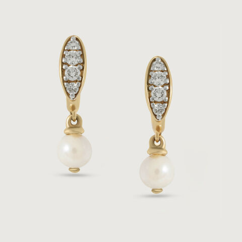 Snowy Gleam Gold & Pearl Hoop Earrings