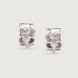 Mother of Pearl Blossom Silver Hoop Earrings,,hi-res view 3