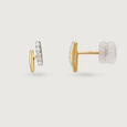 Sleek Sparkling Gold & Diamond Stud Earrings,,hi-res view 4