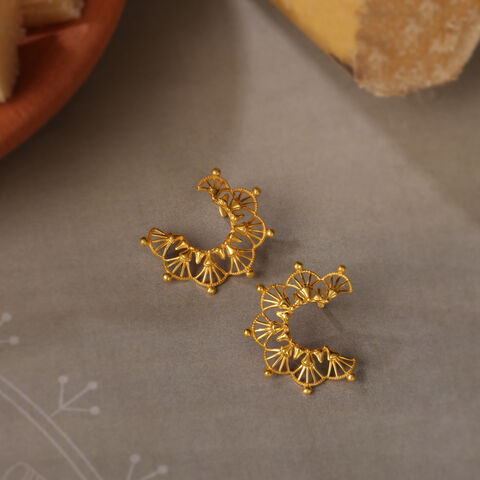 Artisanal Warli Art 22KT Gold Stud Earrings