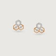 Geometric Honeycomb Gold & Diamond Stud Earrings,,hi-res view 3