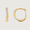 Sleek Iconic Gold & Diamond Hoop Earrings,,hi-res view 4