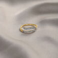 Golden Coiled 14 Kt Gold & Diamond Ring,,hi-res view 1
