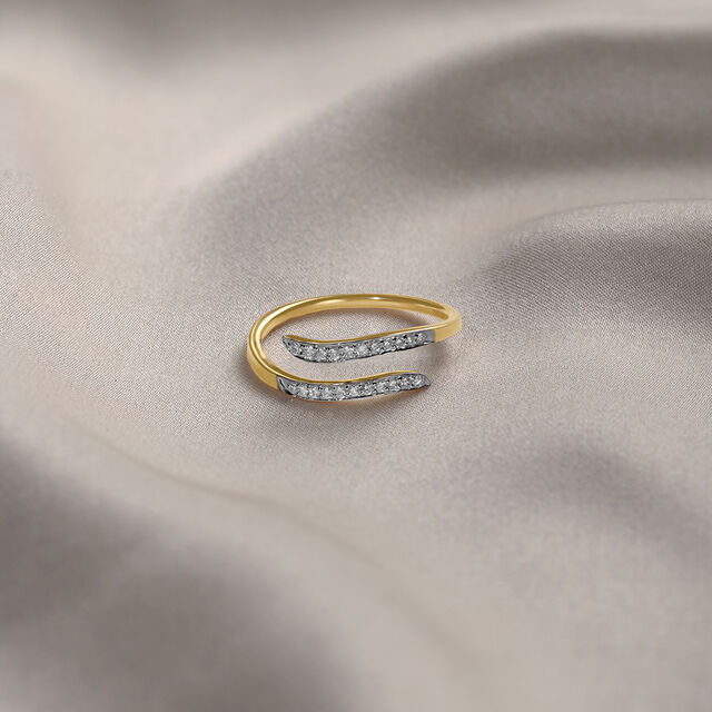 Golden Coiled 14 Kt Gold & Diamond Ring,,hi-res image number null
