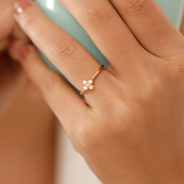 Pearl Adorned Diamond Finger Ring,,hi-res image number null