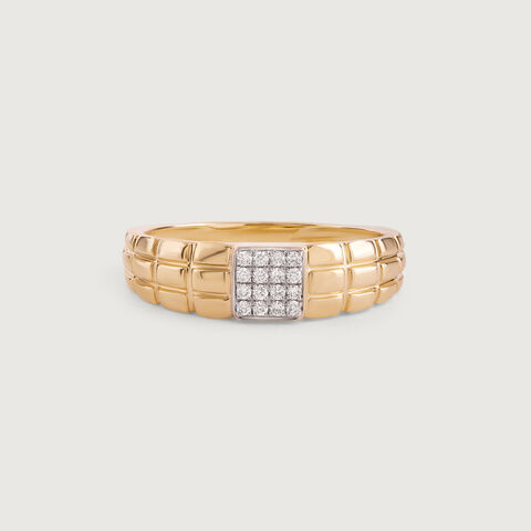 Gridlock Drip Gold & Diamond Ring for Men