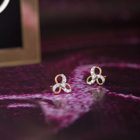 Bold Glimmer Gold & Diamond Stud Earrings