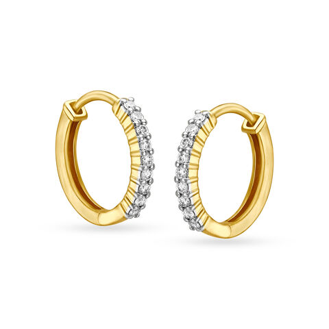14KT Yellow Gold Diamond Hoop Earrings