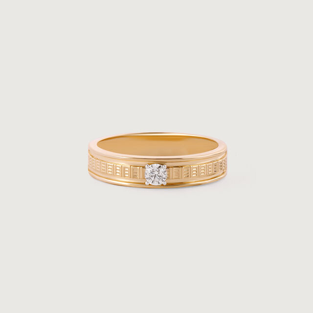 Gridlocked Style Gold & Diamond Finger Ring for Men,,hi-res image number null