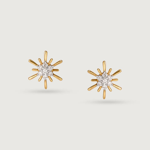 Diamond Gilded Galaxy 14KT Yellow Gold Stud Earrings