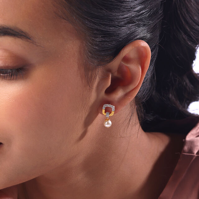 Opulent Charm Gold & Pearl Drop Earrings,,hi-res image number null