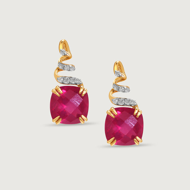Classically Chic 14KT Ruby & Diamond Stud Earrings,,hi-res image number null