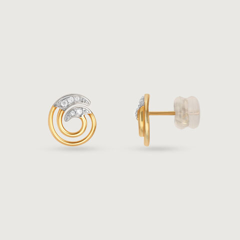 Enso Aura 14 Kt Gold & Diamond Stud Earrings