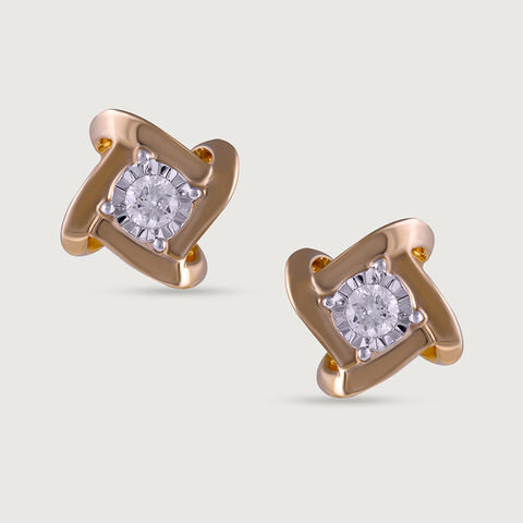 Basketry Radiance Gold and Diamond Stud Earrings