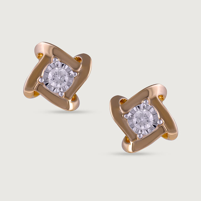 Basketry Radiance Gold and Diamond Stud Earrings,,hi-res image number null