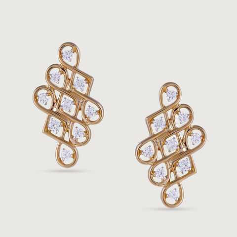 Kollam Wander Gold and Diamond Stud Earrings