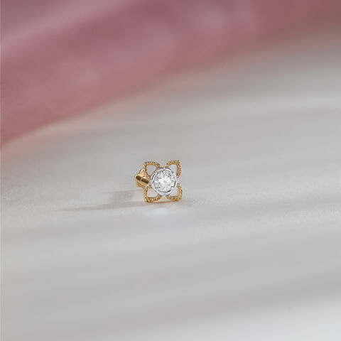 Floral Dream Gold and Diamond Nose Pin