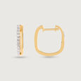 Dazzling Square Gold & Diamond Hoop Earrings,,hi-res view 4