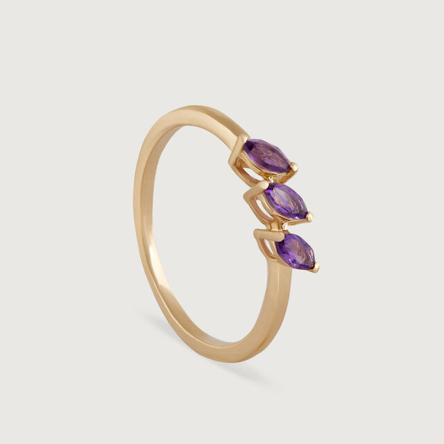 Graceful Purple Amethyst & Gold Finger Ring,,hi-res image number null