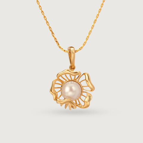Floral Whispers 14 Kt Gold & Pearl Pendant